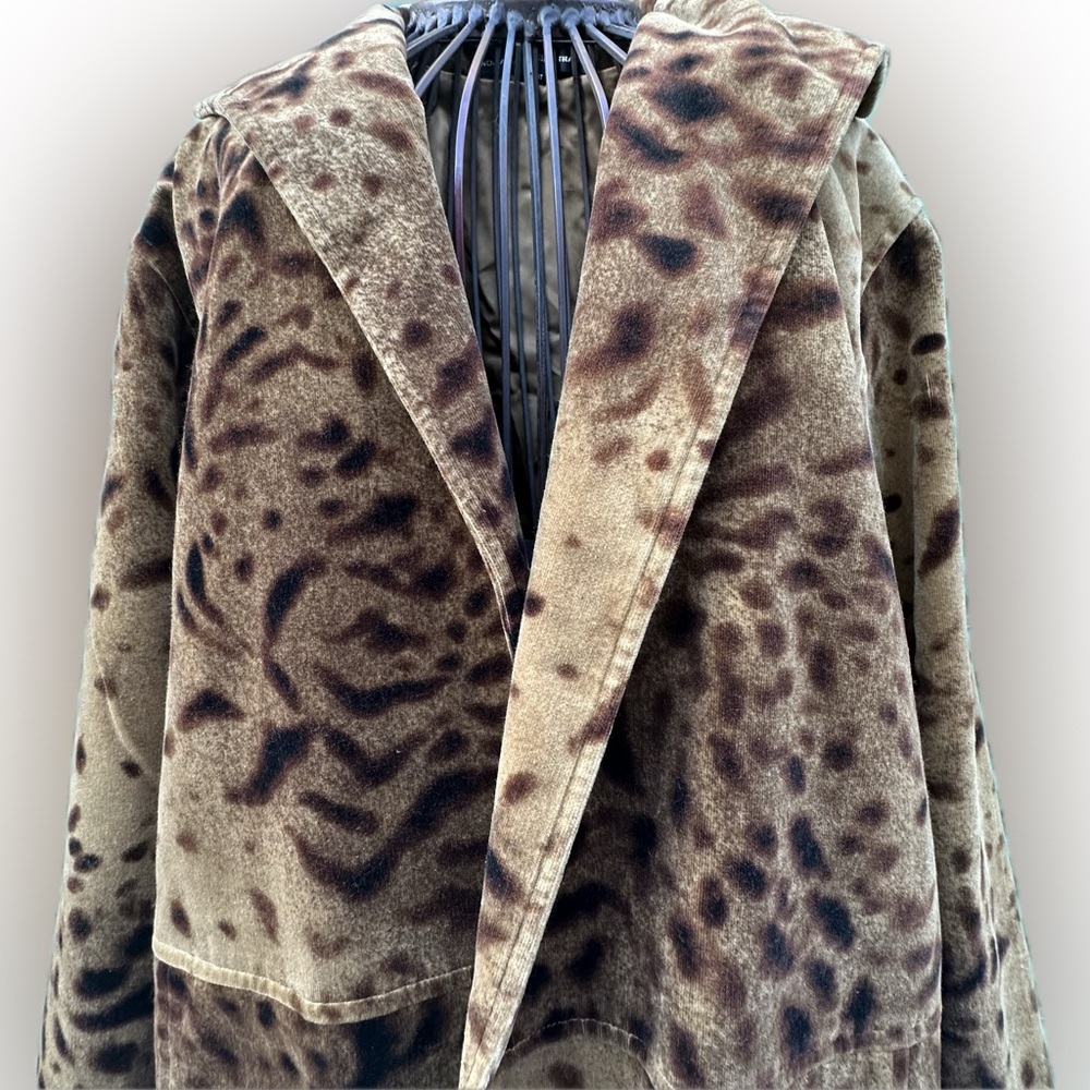Linda Allard Ellen Tracy Brown BOHO Print Velour Jacket Relaxed Fit Lined Art - Picture 3 of 16